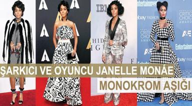 ŞARKICI VE OYUNCU JANELLE MONÁE MONOKROM AŞIĞI